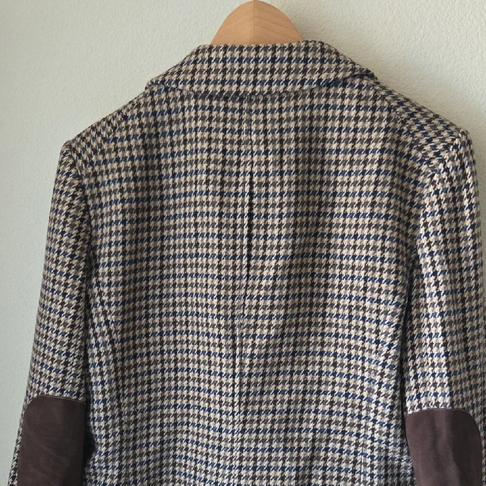 Veronica Beard Hudson Houndstooth Dickey Blazer Suede Elbows & Trim Sz 12 - Picture 10 of 16